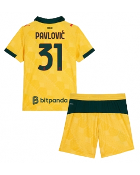 Billige Fotballdrakt AC Milan Strahinja Pavlovic #31 Replika Tredjedraktsett Barn 2025-26 Kortermet (med bukser)